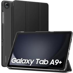 MoKo Hoes voor Samsung Galaxy Tab A9+/A9 Plus 11 inch 2023, lichte standaard met stabiele PC doorschijnende achterkant voor Tab A9 Plus tablet (SM-X210/X216/X218), Auto Wakker/Slapen, zwart