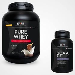 EAFIT | LOT Récupération Musculaire| Pure whey double chocolat 750g & BCAA | Prise de muscle | Reduction de la fatigue | Acide aminés essentiels Comprimés | Anti-Dopage | Made in France