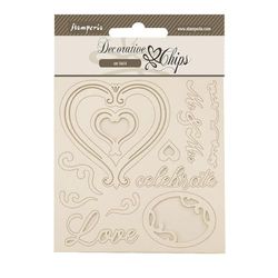Stamperia - Decorative Chips for Scrapbooking, Albums, Card Making, and Bullet Journalling, Laser Cut Cardboard Shapes, Easy to Glue, Perfect for Crafts and Gifting (Timeless, Hearts)