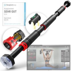 Sportstech klistringsstång med innovativ Gear-Lock funktion | säkert och snabbt sätts in utan skruvar i dörrkarmen | Indoor Pull Up Bar individuellt justerbar upp till 90 cm KS260/KS270 inkl. eBook (KS260)