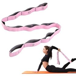 AiQInu Yoga Stretch riem, weerstandsbanden met 11 lussen, zeer elastische fitnessbanden, zeer elastische weerstandsbanden voor pilates, fitness, stretching training