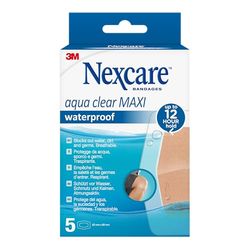Nexcare Cerotti ImpermeabiliAqua Clear MAXI, 60 mm x 88 mm,confezione da 5 pezzi