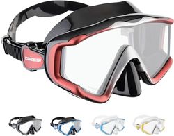Cressi Unisex-Adult Liberty 3 Windows Mask Maska do snorkelingu i nurkowania ,Czarny/Czerwonyr/Srebro ,Jeden rozmiar ,DS455058