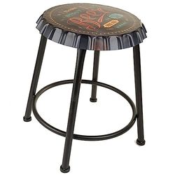 Taburete Redondo De Metal Negro