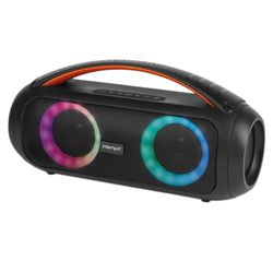 Intempo EE7508BLKSTKEU7 Bluetooth Boombox Speaker – LED Colour Changing Lights, Portable Carry Handle, Control Panel, Hands Free Calling, Stereo Sound, Wireless, Rechargeable Battery, 6 Hours Playtime