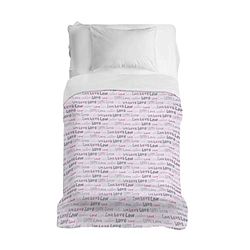 PENSIERI DELICATI Telo Copriletto 220x280 cm, Telo Singolo 100% Cotone Pique, Ideale Come Telo Arredo, Coperta Salva Letto 1 Piazza e Mezza, Fantasia Love Love Rosa, 100% Made in Italy