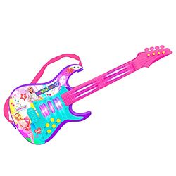 CLAUDIO REIG Barbie Electric Guitar with 4 Strings, Speaker and Amplifier, Sound and Light Effects, Functions and Strap
