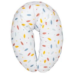 COUSSIN DE MATERNITÉ 110X53CM PLUMES FD BLNC/UNI BLEU