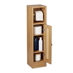 Relaxdays Support Non Fixe pour Papier Toilette, Rangement Salle de Bain, HxLxP: 80x20,5x21 cm, Aspect Bois, Marron
