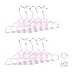 Relaxdays Pacote de 10 cabides para bebé com estrela, metal, rosa pastel, 30 cm