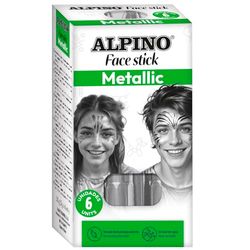 Alpino - Set di trucco Face Stick – 6 bastoncini di colore argento | Applicazione pulita e precisa | consistenza cremosa e finitura lucida | Ideale per feste, costumi e trucco artistico