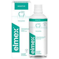 elmex Sensitive płyn do płukania jamy ustnej 400 ml Dodatkowa ochrona przed wrażliwymi zębami i próchnicą korzeni I z fluorkiem aminaminowym | o potrójnym działaniu | 0% alkoholu