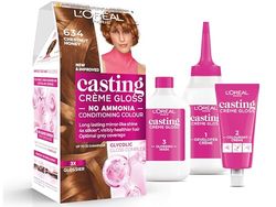 L'Oreal Paris Casting Creme Gloss semi-permanent hair dye, blends away grey hair leaving a radiant hair colour, brown hair dye 634 Chesnut Honey Brown