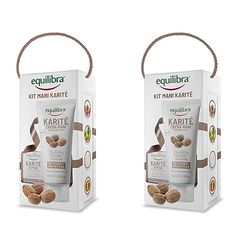 Equilibra Corpo, Kit Mani Karité, Crema Mani Karité Nutriente e Protettiv, Sapone 100% Vegetale Karité Detersione Delicata, Confezione Regalo (Confezione da 2)