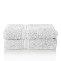 ALCLEAR set of terry hand towels, range of soft and highly absorbent towels, OEKOTEX 100 certified, 5 colours & 5 sizes, colour: WHITE, 2 x bath towels 70x140 cm