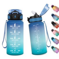 Sportdrinkfles, 500 ml, kinderfles met rietje, motiverende fles met deksel, waterfles met tijdmarkering, waterfles voor hardlopen, fietsen, gym, sport, yoga