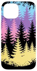 Foresta Silhouette Colorata Natura Custodia per iPhone 15