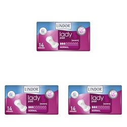Lindor Lady: Compresas para Mujeres con Pérdidas de Orina, Normal, Protectores y Absorbentes para Incontinencia, 14 unidades, 3 gotas (Paquete de 3)