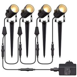 Aogled Tuinverlichting LED,4 x 3W,COB Buiten,IP65,Waterdichte Tuinverlichting,Warm Wit 3000K,Tuinspot met Grondpen,Decoratieve Tuinlamp,Verlichting voor Buiten,Tuin,Gazon,Verpakking van 4 Stuks
