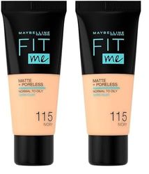 Maybelline Fit Me Matte & Poreless Foundation 115 Ivory 30ml (Pack of 2)