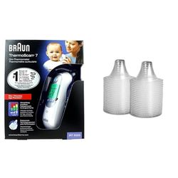 Braun ThermoScan 7 Age precisie-oorthermometer, stil, kleurgecodeerd temperatuurdisplay, baby, IRT6520 & Braun Thermoscan lensfilters LF40, 40 Stuk