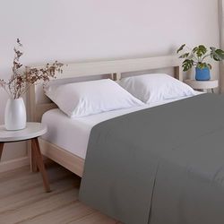 ECOMMERC3 | Sábana Encimera Extrasuave y Confortable Cama 180 - Sábana Encimera Color Antracita Fabricada 100% en España, Transpirable, Fácil Cuidado