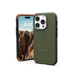 URBAN ARMOR GEAR Civilian kompatibelt med Apple iPhone 15 Pro fodral [trådlös laddning/magnetisk laddning, krocksäkert mobilfodral, upphöjd kant] olive drab