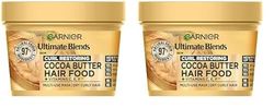 Garnier Hair Mask for Dry, Curly Hair | Cocoa Butter Hair Food by Garnier Ultimate Blends, 3-in-1: Pre Shampoo, Conditioner |97% Natural Origin | 100% Vegan Formula* 390 ml (Pack of 2)