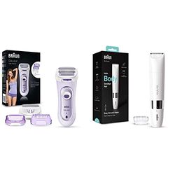 Braun Silk-épil Lady Shaver, Depilatore Donna, Rifinitore di precisione, Sistema Esfoliante, 3 Accessori Inclusi, LS5-560 Viola & Face Spa, Depilatore Donna Epilatore Viso e Corpo con Rifinitore