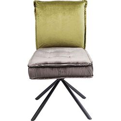Kare Design Sedia Imbottita Chelsea, Grigio/Verde, 91X50X60Cm, Altezza Seduta 49Cm, Girevole 360°, Velluto, Borchie Sul Cucino Da Seduta, Sala Da Pranzo, Scrivania, Tavolo Riunione, Vintage, Moderno