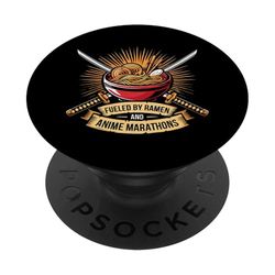 Fueled by Ramen & Anime Marathons | Otaku Fan PopSockets PopGrip Adhesivo