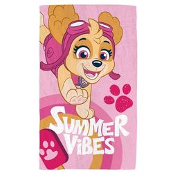 Pat Patrol Good Vibes - Telo da spiaggia per bambini, 100% cotone, Oeko-TEX | 70 x 120 cm, stampa ragazza, rosa