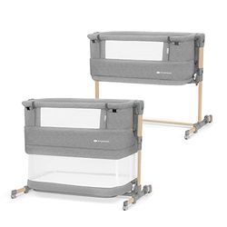 Kinderkraft NESTE GROW Babybedje 3 in 1, Co Sleeper, Bijzetbed, Babybed vanaf de geboorte tot 2 jaar, In Hoogte Verstelbaar, met Matras draagtas, zacht materiaal, Lichtgrijs