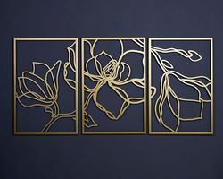 Wallity Elegant Gold - Lot de 3 accessoires décoratifs en métal - 46 x 69 cm - 100% acier - Épaisseur : 1,2 mm - Parfait pour la décoration de la maison et les accents élégants