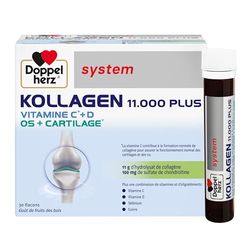 Doppelherz - Kollagen 11000 Plus - Collagen hydrolysate, chondroitin Sulphate, Vitamins C and D and Trace Elements - for Bones, cartilages and tendons - Wild Berry Flavour Liquid- 30 Bottles of 25ml