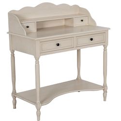 Bureau van hout, 2 laden, beige