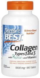 Doctor's Best - Collagen Types 1 and 3 with Peptan and Vitamin C | 1000mg Support for Skin, Hair, Nails and Joints - 180 Tablets