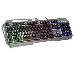 Speedlink LUNERA Metal Rainbow Gaming Keyboard – Gamingtangentbord – Med belysning – Knappsats i full storlek – DE-layout, svart