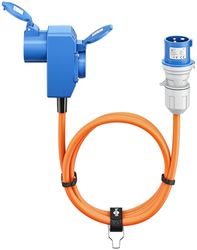 goobay Cable Adaptador CEE para carava, 5m, Enchufe CEE a 90° Toma CEE y Toma de Contacto de protección con Tapas de Cierre, Cable de Camping, autocarava y Caravana, 76233