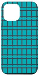 Carcasa para iPhone 14 Pro Max Blue Teal Modern Geometric Train Ladder Track Pattern