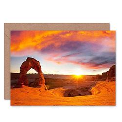 Wee Blue Coo PHOTOGRAPH STONE ARCH SUNSET DESERT USA BLANK GREETINGS BIRTHDAY CARD