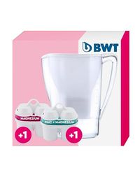 BWT - 125305611 - PENGUIN bordsvattenfilter - 2,7 l, vit - vattenfilterkanna med 2 filterpatroner, 1x ZINC + Magnesium Mineralized Water + 1x Magnesium Mineralized Water