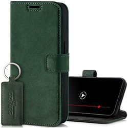 Surazo Leather Wallet Mobile Phone Case Compatible with Samsung Galaxy A15 - Flip & Fold Smartphone Case with Stand RFID Blocker, Magnet Closure, 3 Slots for Bank Cards - Handcrafted European Leather