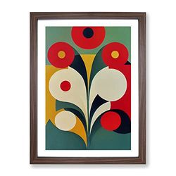 The Abstract Flowers No.5 Framed Print for Living Room Bedroom Home Office Décor, Wall Art Picture Ready to Hang, Walnut A2 Frame (64 x 46 cm)