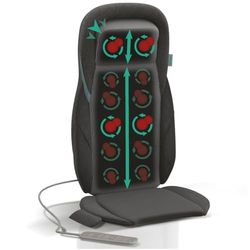 Zen Himalaya Massaggio Sedile - 4 Mani: Aree schiena e spalle - Shiatsu Realistico con Gel Silicomfort - Allevia i muscoli e lenisce la tensione