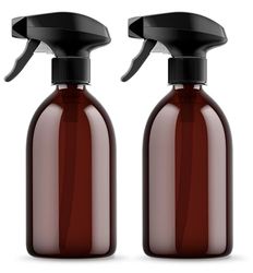 McKLords Pack of 2-500ml Amber Spray Bottles | Refillable Plastic Mist Sprayer for Cleaning, Hairdressing, Gardening & Home Use | Heavy-Duty Hand Trigger Spray Bottles