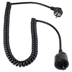 as - Schwabe 70410 - Cabo de alimentação em espiral (2,5 m, H05VV-F 3G1,5, IP20 em interiores), preto