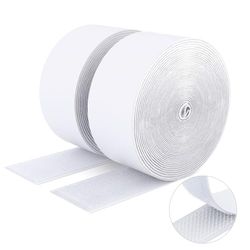 SUTOUG kardborreband med självhäftande, 50 mm x 5 m, slitstarkt krokband och band, extra starkt dubbelsidigt kardborreband, väggsjälvhäftande remsor för inomhus- och utomhusbruk, vit
