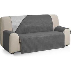 ECOMMERC3 | Överdrag för 3-sits soffa XL extra mjuk känsla - justerbart sofföverdrag med stoppning grå/antracit - Reversbile sofföverdrag