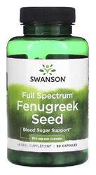 Swanson - Fenugreek Seed, 610mg - pour la Santé du Sucre et la Digestion | Soutien Hormonal pour Femmes - 90 Capsules